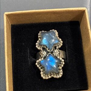 Blue Star-Shaped Silver Ring